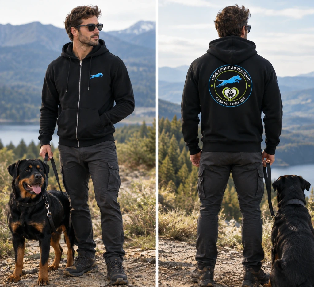 Sweat gilet dog sport adventure logo