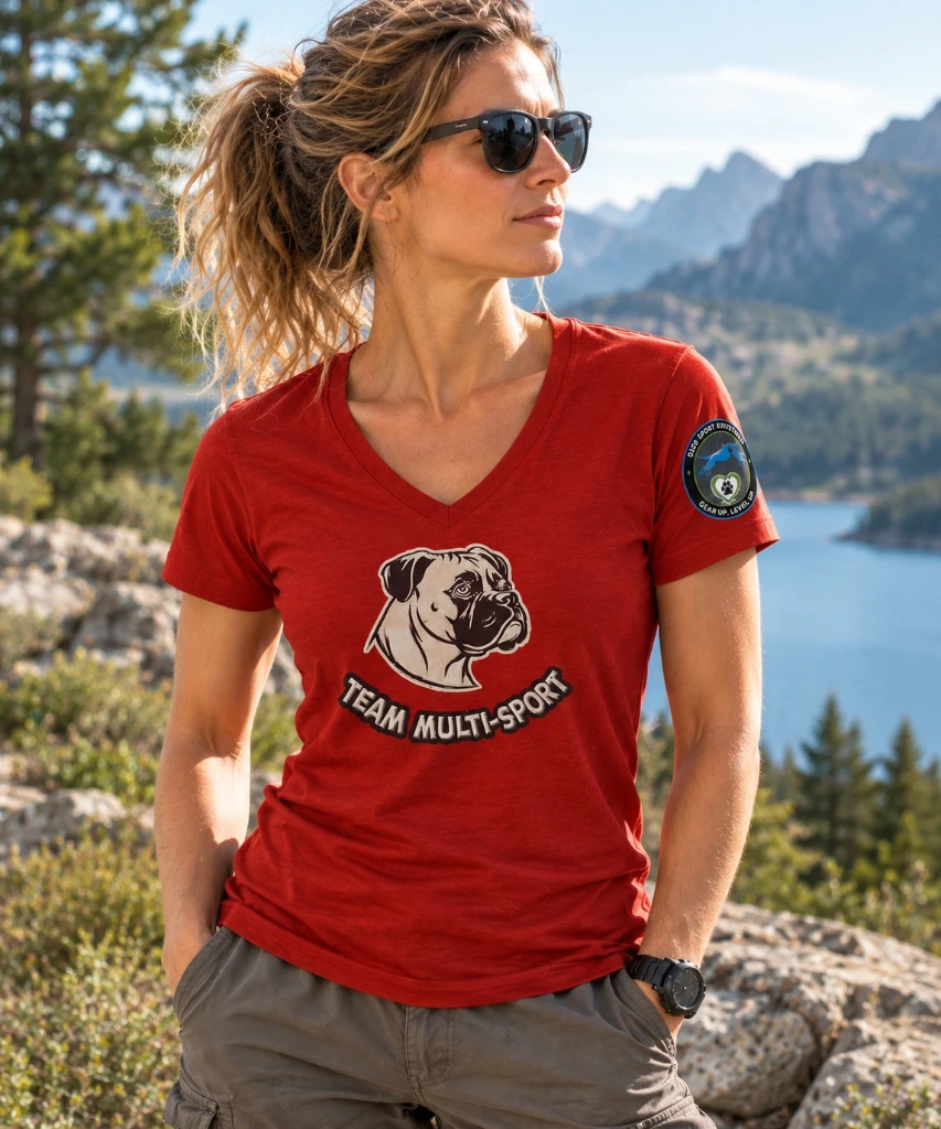 T-shirt dog sport adventure boxer (Dame, XS)